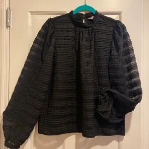 Ann Taylor Lace Sheer Sleeve Blouse Sz M